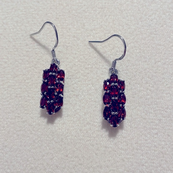 NWT JTV Sterling Silver Garnet Drop Earrings - Picture 1 of 5